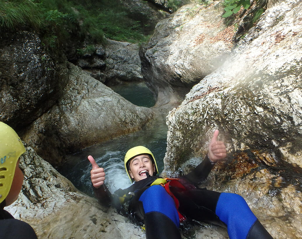 Canyoning in Sušec canyon, in Bovec is great fun.