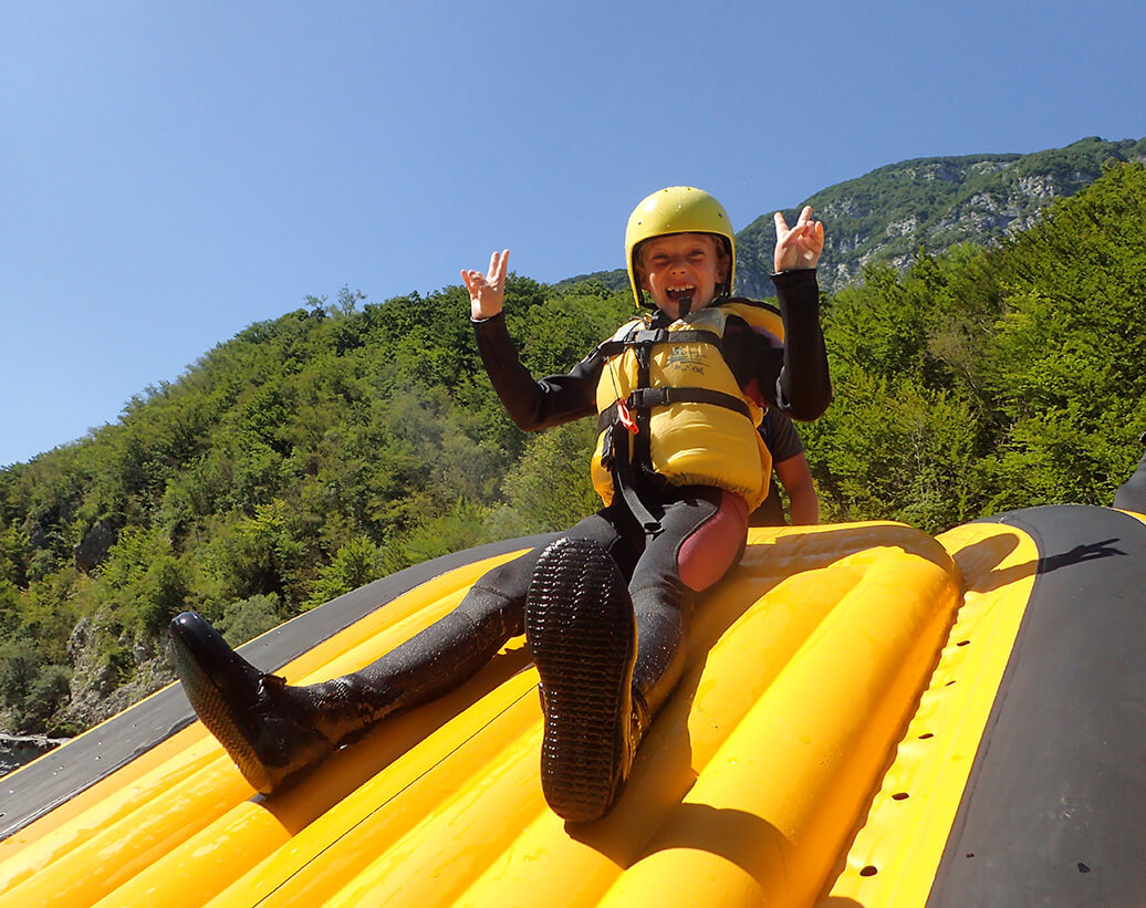 Family rafting with kids in Bovec, Soča river