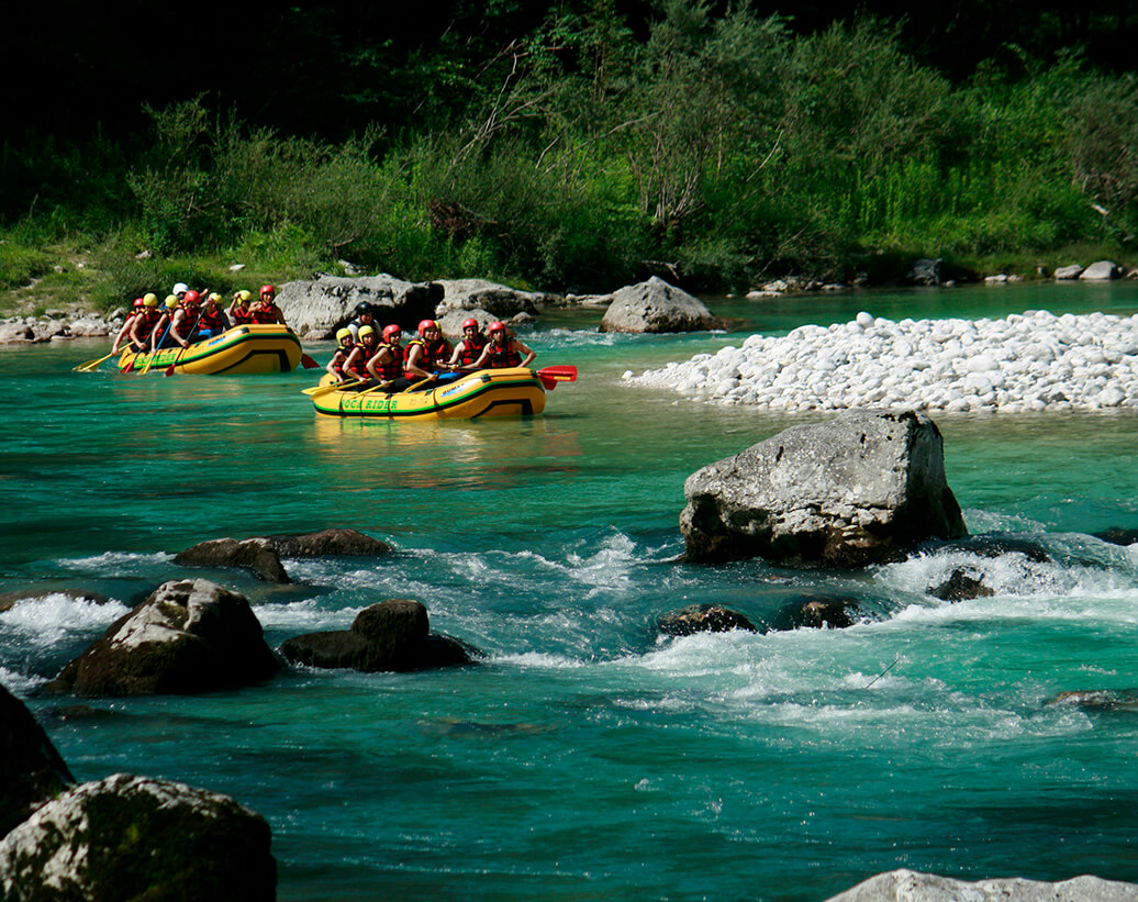 Rafting Soča Bovec Slovenia | Classic rafting section at Srpenica II