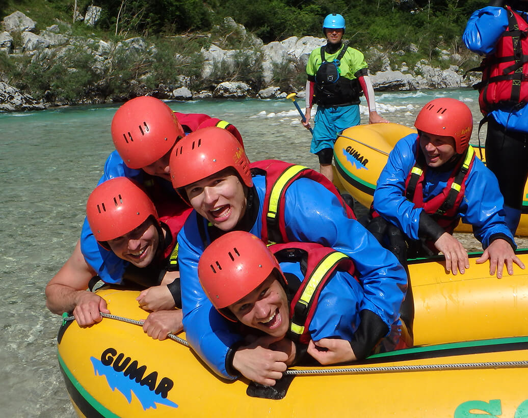 Bachelor party rafting tour, Bovec, Slovenia, Soča river