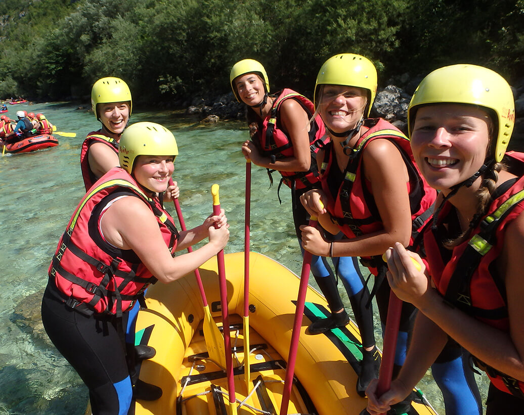 Whitewater rafting for bachelorette party, Soča river, Bovec, Slovenia