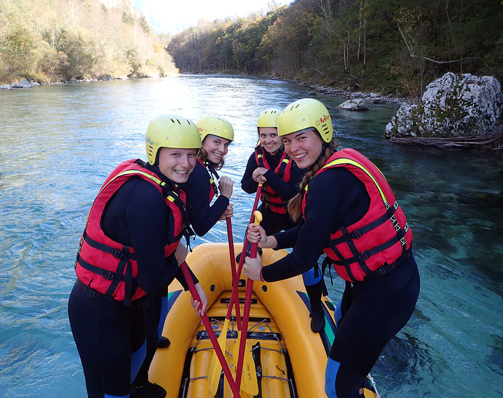Bachelorette party rafting tour, Bovec, Soča river, Slovenia